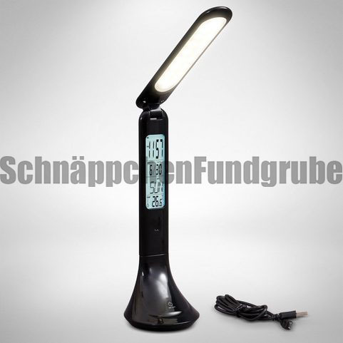 B.K.Licht LED Tischleuchte, LED Schreibtisch-Leuchte LCD-Display Tischlampe Büro Thermometer dimmbar